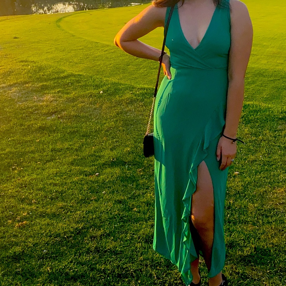 Green formal dress, size s,